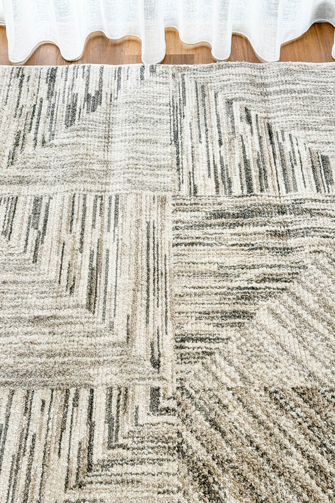 Ibiza Grid Cream Light Grey Rug