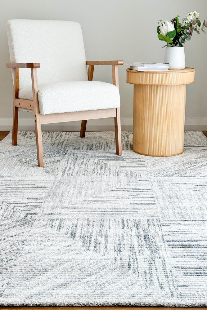 Ibiza Grid Cream Light Grey Rug