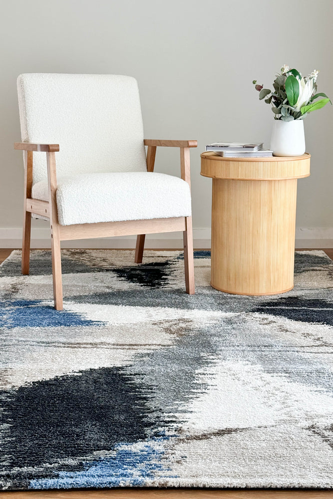 Ibiza Abstract Cream Dark Blue Rug