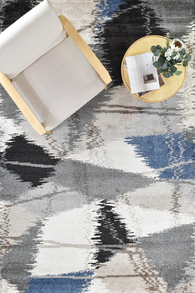 Ibiza Abstract Cream Dark Blue Rug