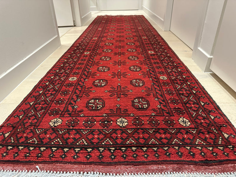 Bokhara Afghan Akhche Tribal Wool Runner Rug (STK550-2040) 294X80cm