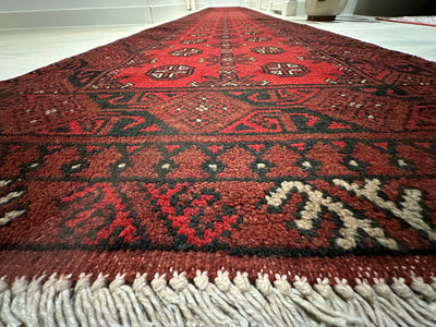 Bokhara Afghan Akhche Tribal Wool Long Runner Rug (STK550-1989) 577x76cm