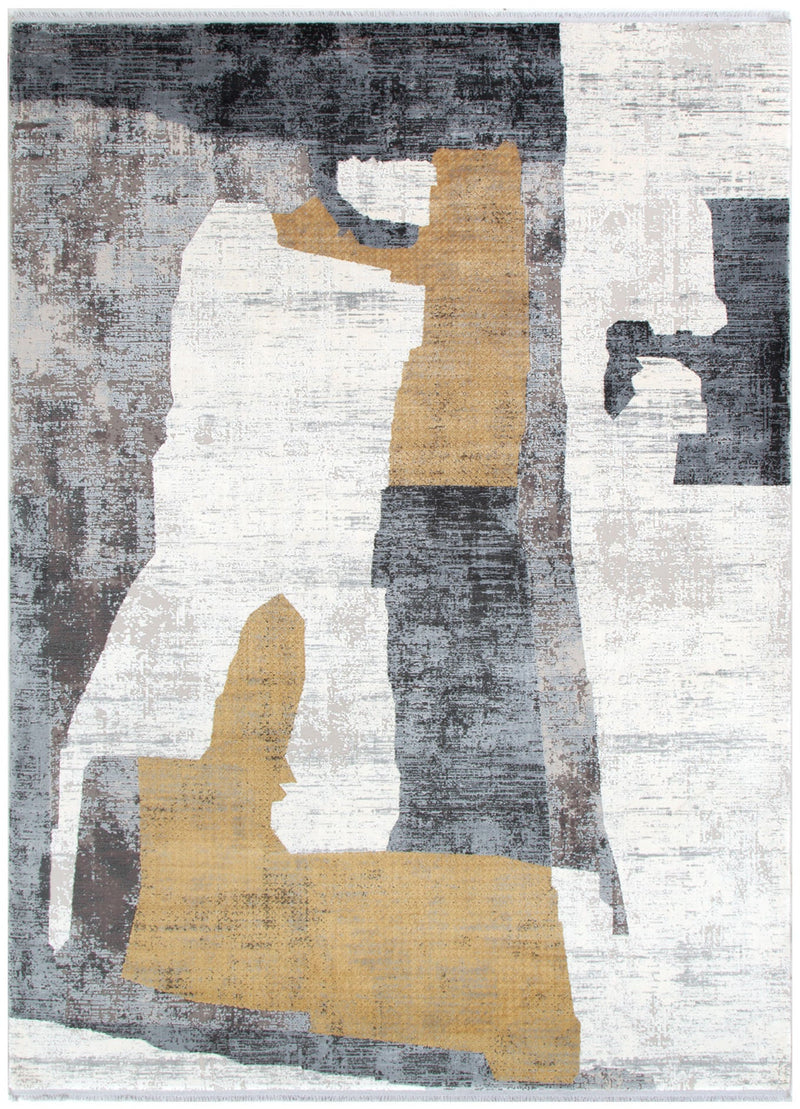 Castle Flash Shapes 6 Grey Gold Rug