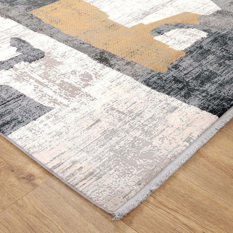 Castle Flash Shapes 6 Grey Gold Rug
