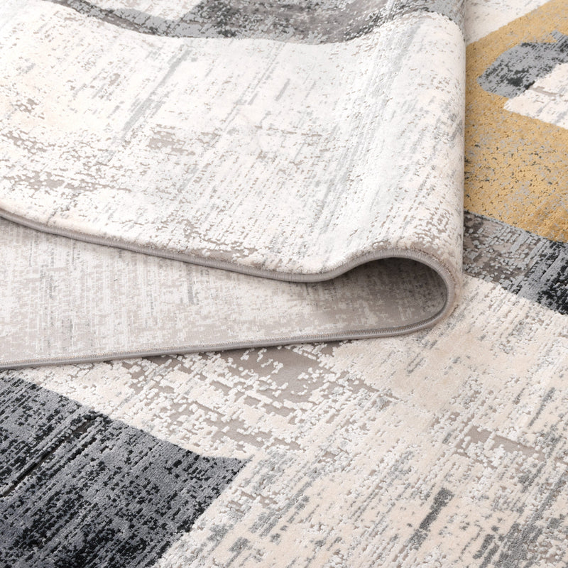 Castle Flash Shapes 6 Grey Gold Rug