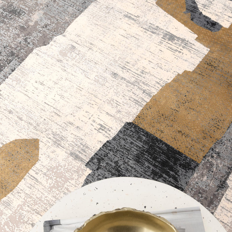 Castle Flash Shapes 6 Grey Gold Rug