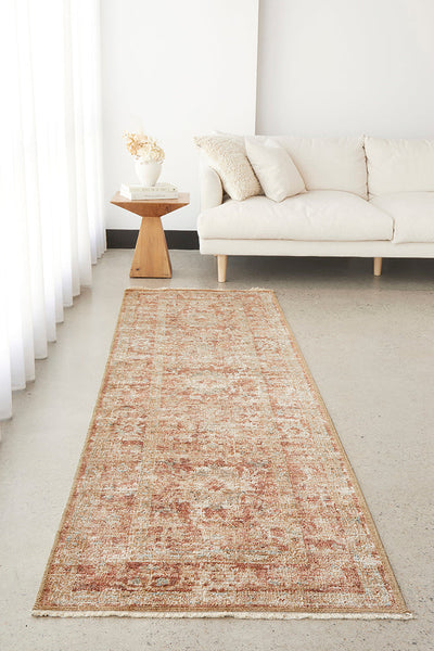 Charm Inspired Vintage Faiyum Brick Runner Rug, Rugs Online Rugs Sydney Australia, www.rugsonlinerugs.com.au
