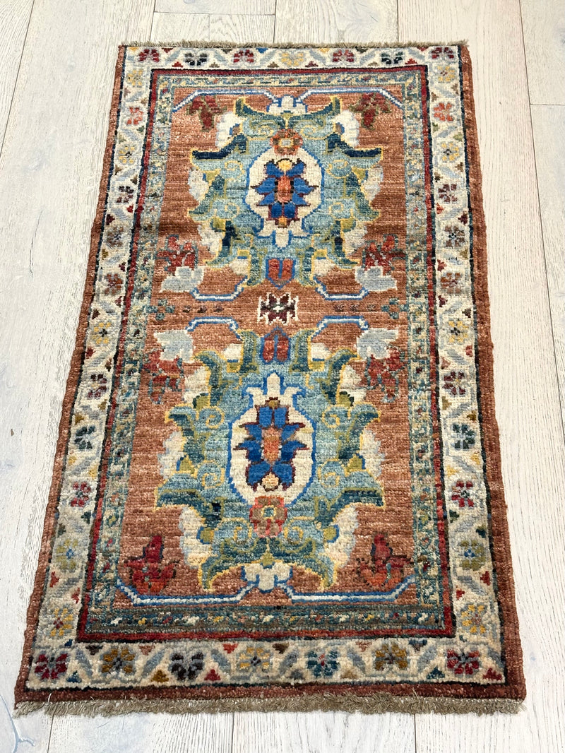 Chobi Vegi Dye Handmade Wool Rug (550-1854) 99X54CM, Rugs Online Rugs Sydney Australia, www.rugsonlinerugs.com.au

