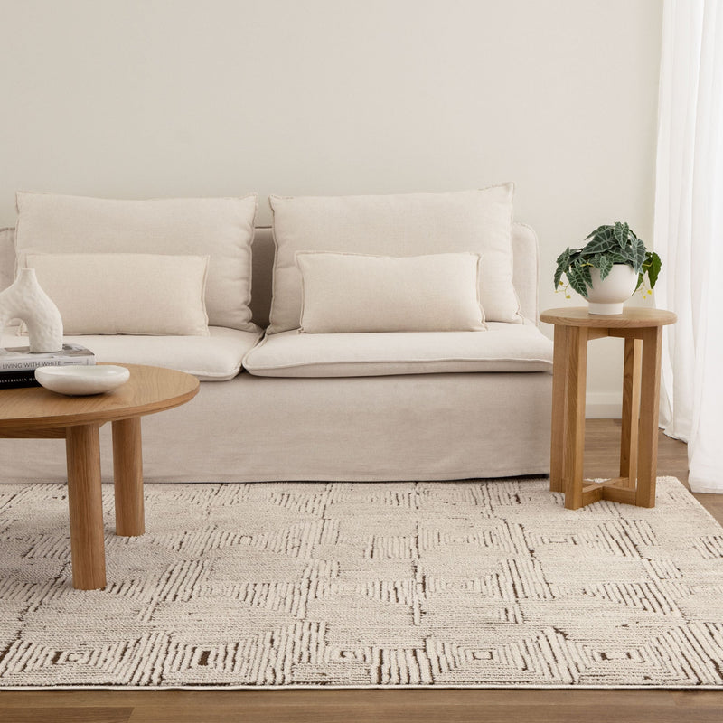 Coco Geometric Squares Cream Brown 8 Rug, Rugs Online Rugs Sydney Australia, www.rugsonlinerugs.com.au