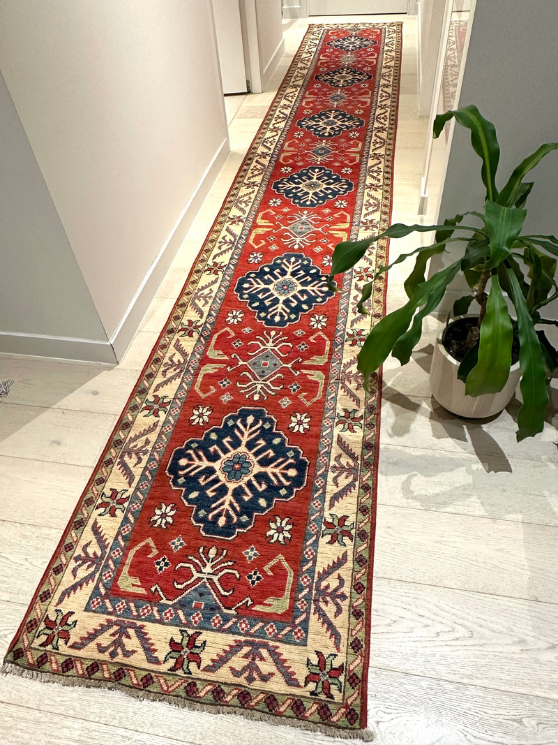 Kazak Fine Handmade Veggie Dye Runner Rug (STK550-1994) 500x77cm, Rugs Online Rugs Sydney Australia, www.rugsonlinerugs.com.au