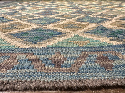 Kilim Chobi Handmade Blue Green Wool Rug (STK550-2106) 224X178CM