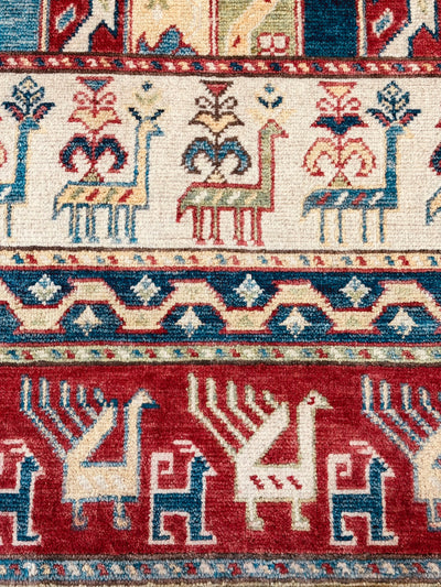 Kazak Tribal Farm Motif Handmade Veggie Dye Rug (550-2065) 165X94CM