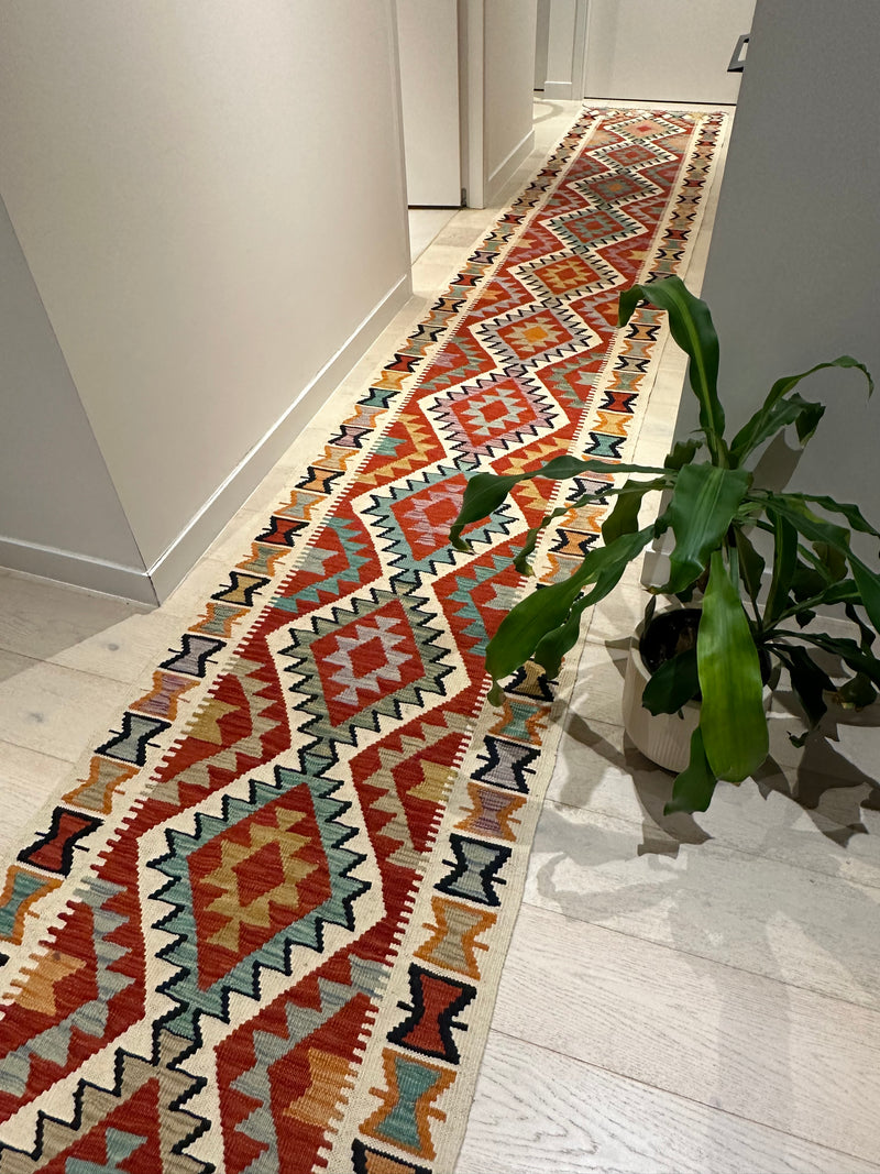 Kilim Chobi Handmade Multi Wool Runner Rug (STK550-2007) 588x81cm, Rugs Online Rugs Sydney Australia, www.rugsonlinerugs.com.au