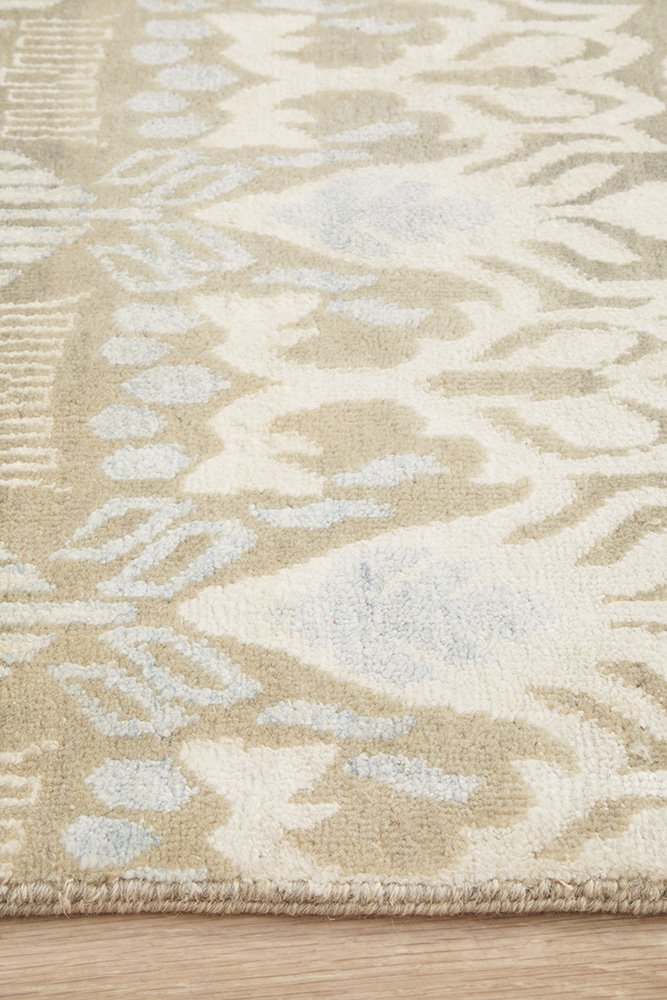Fine Handmade Designer Modern Indo Tabriz Wool Silver Rug 367X272CM