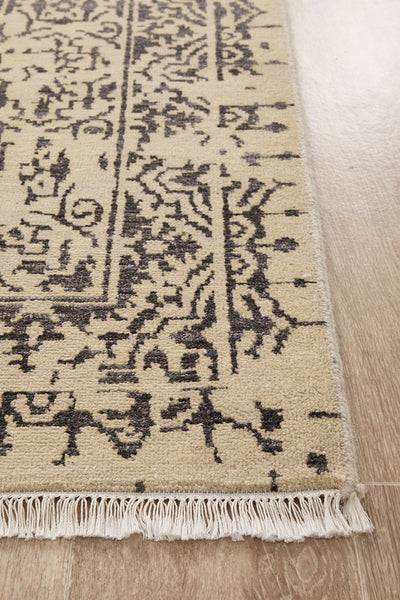 Fine Handmade Indian Modern Classic Natural Silver Wool Rug 368X275CM