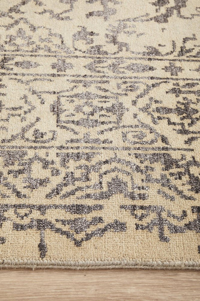 Fine Handmade Indian Modern Classic Natural Silver Wool Rug 368X275CM
