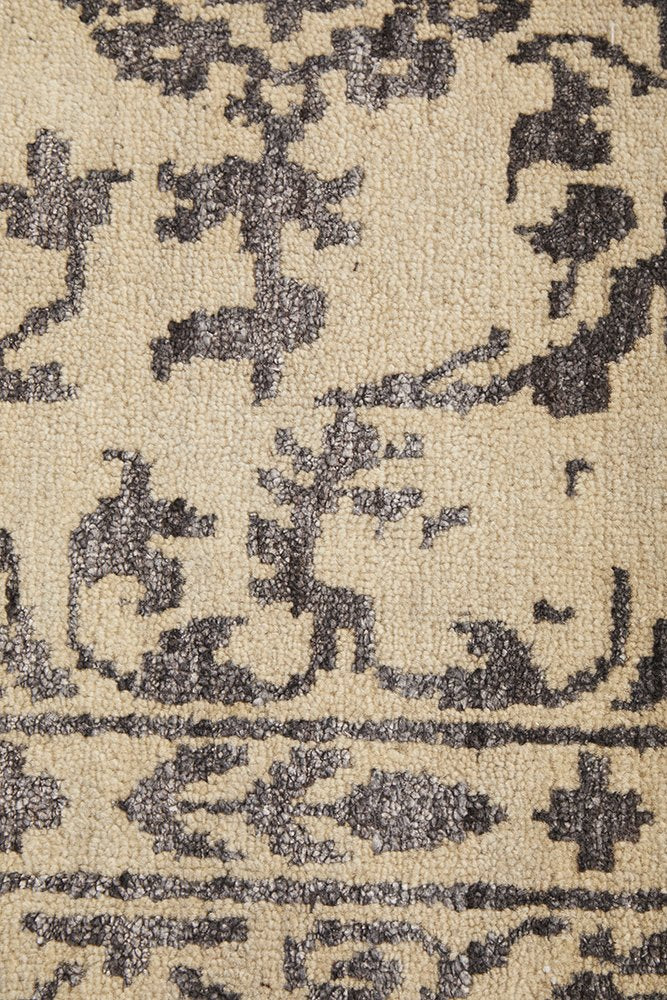 Fine Handmade Indian Modern Classic Natural Silver Wool Rug 368X275CM