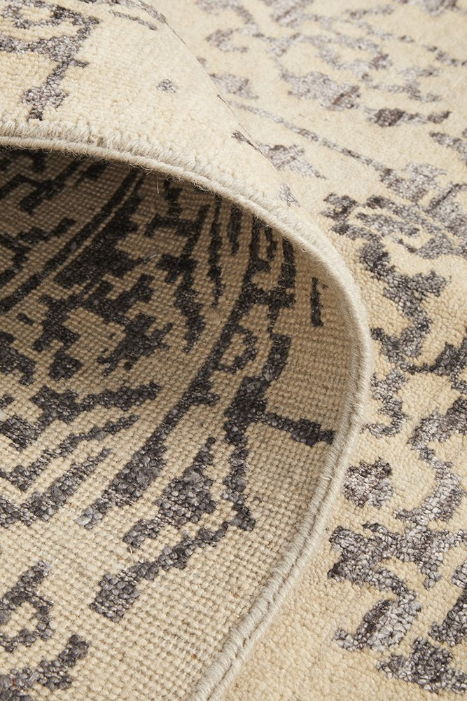 Fine Handmade Indian Modern Classic Natural Silver Wool Rug 368X275CM
