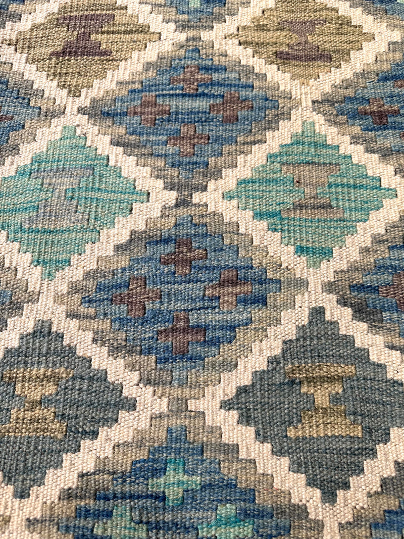 Kilim Chobi Handmade Blue Green Wool Rug (STK550-2106) 224X178CM