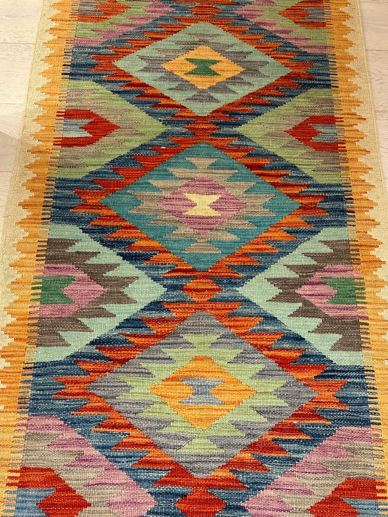 Kilim Chobi Handmade Multi Wool Runner Rug (STK550-1998) 248x79cm