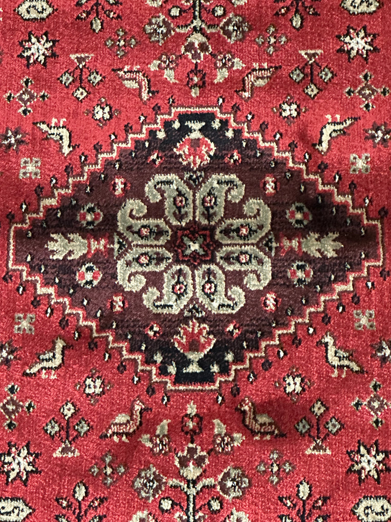 Hereke Tribal Farm Motif Red Silk Road Rug