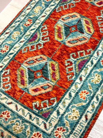 Gul Abshar Afghan Handmade Wool Runner Rug (550-1993) 289x75cm