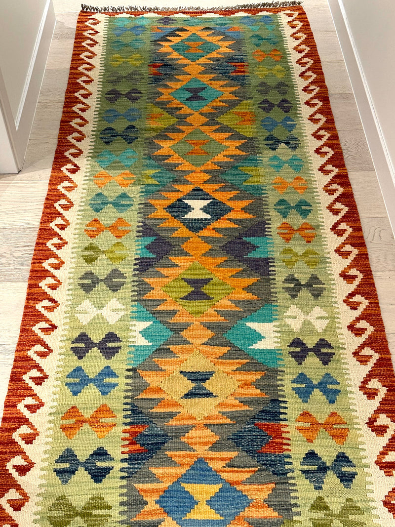 Kilim Chobi Handmade Multi Wool Runner Rug (STK550-2010) 300x81cm