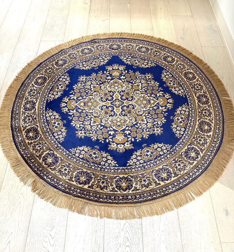 Shiraz Garden Design Blue Round Rug, Rugs Online Rugs Sydney Australia, www.rugsonlinerugs.com.au