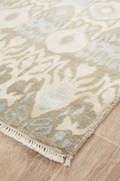 Fine Handmade Designer Modern Indo Tabriz Wool Silver Rug 367X272CM, Rugs Online Rugs Sydney Australia, www.rugsonlinerugs.com.au