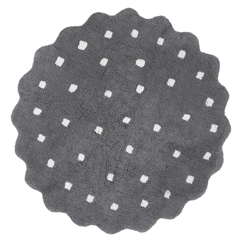 Mellow Scalloped Grey Organic Cotton Round Rug