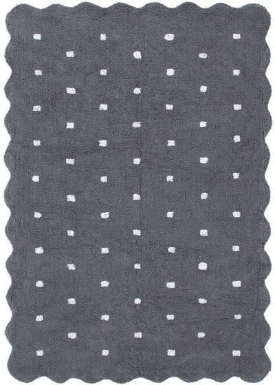 Mellow Scalloped Grey Organic Cotton Rug