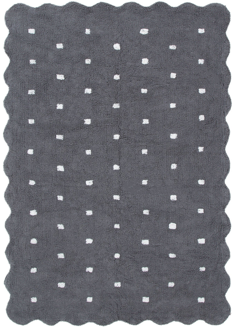 Mellow Scalloped Grey Organic Cotton Rug