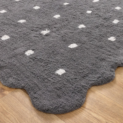 Mellow Scalloped Grey Organic Cotton Rug