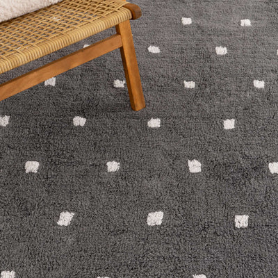 Mellow Scalloped Grey Organic Cotton Rug