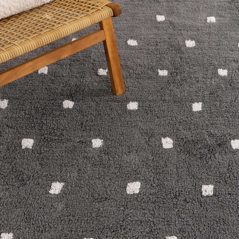 Mellow Scalloped Grey Organic Cotton Rug