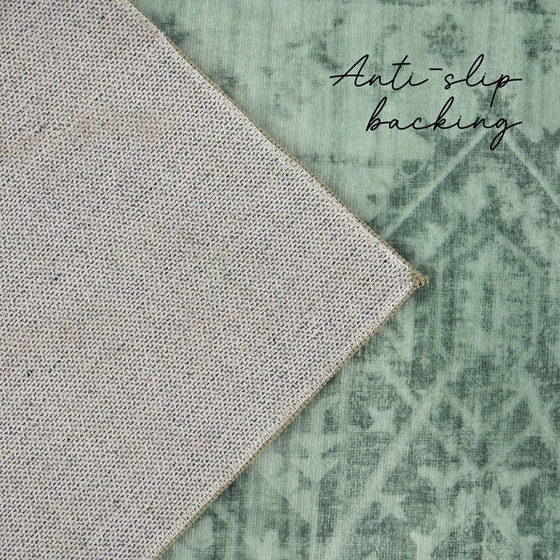 Lucent Emerald Green Vivid Washable Rug