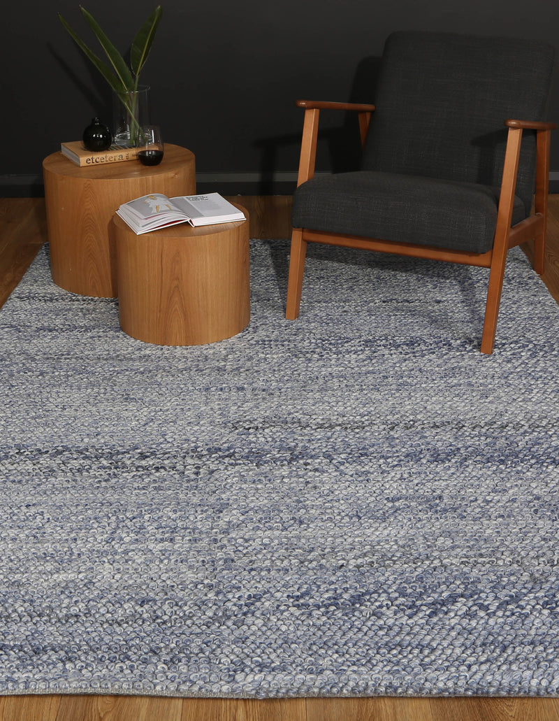 Mynk Loopy Blue Wool Blend Rug