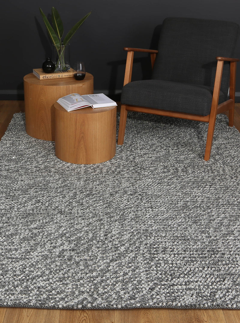 Mynk Loopy Charcoal Wool Blend Rug