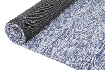 Mynk Ringlets Blue Wool Blend Rug