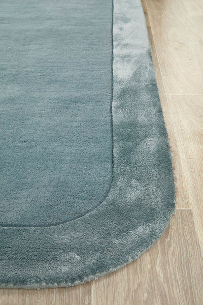 Charleston Blue Wool Rich Runner Rug