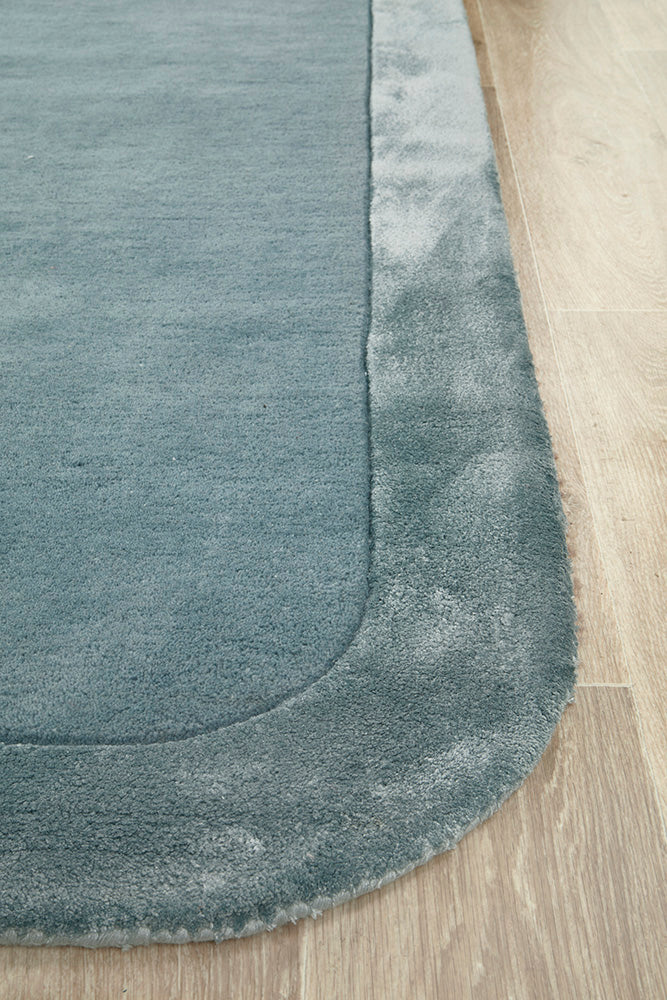 Charleston Blue Wool Rich Runner Rug