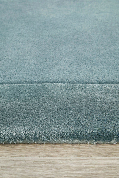 Charleston Blue Wool Rich Runner Rug