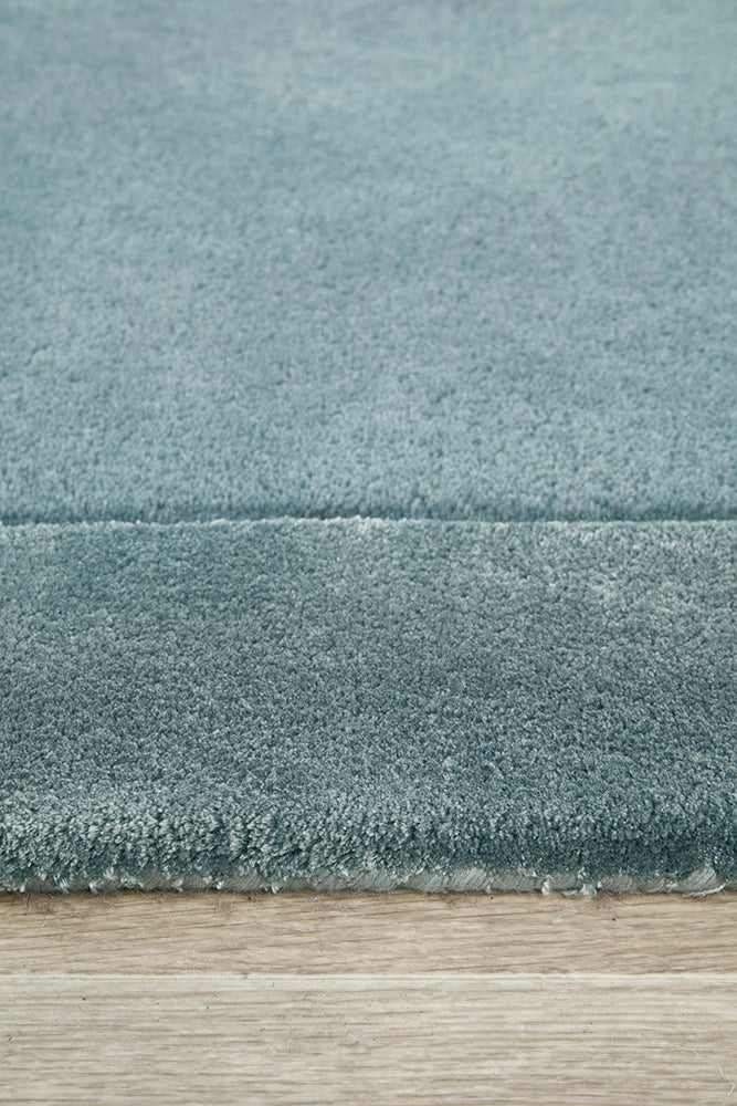 Charleston Blue Wool Rich Runner Rug