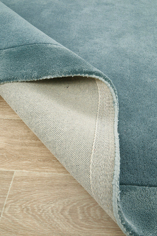 Charleston Blue Wool Rich Runner Rug