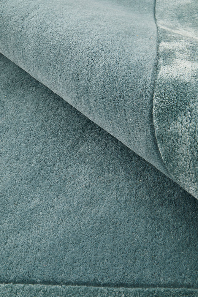 Charleston Blue Wool Rich Runner Rug