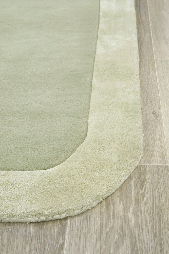 Charleston Green Wool Rich Runner Rug