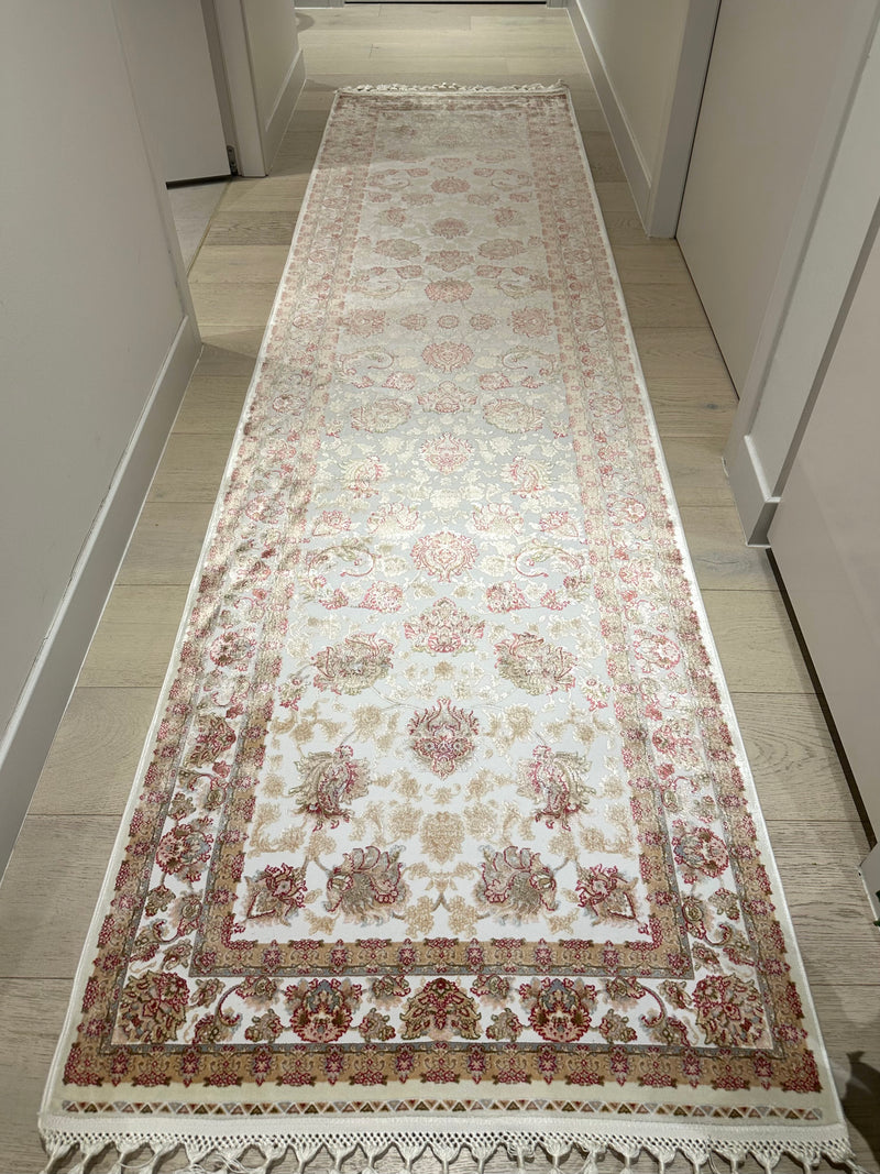 Hali Diora Bamboo Silk 7041A Cream Runner Rug, Rugs Online Rugs Sydney Australia, www.rugsonlinerugs.com.au