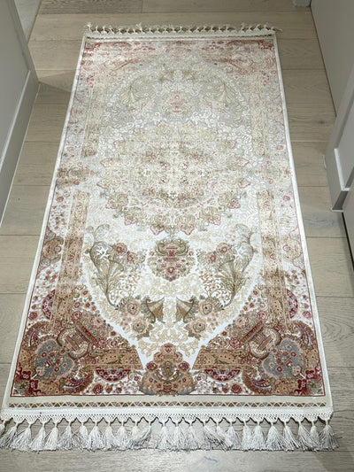 Hali Diora Bamboo Silk 7043A Cream Runner Rug, Rugs Online Rugs Sydney Australia, www.rugsonlinerugs.com.au