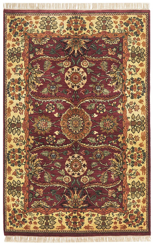 Handmade Fine Jaipur Red Rose Wool Rug 183X120CM, Rugs Online Rugs Sydney Australia, www.rugsonlinerugs.com.au