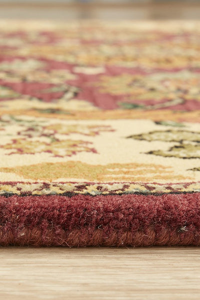 Handmade Fine Jaipur Red Rose Wool Rug 183X120CM